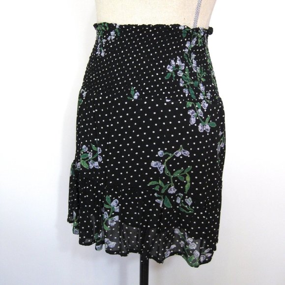 Ganni Rometty Black Floral Georgette Mini Skirt 36 - Picture 14 of 14